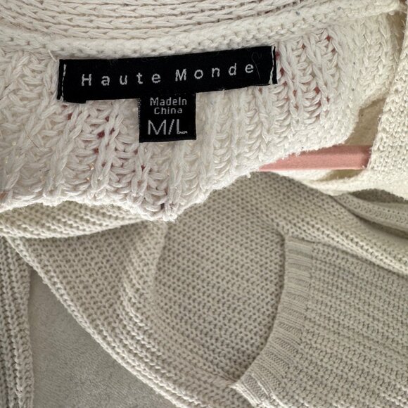 Womens Open Front Knit Cardigan W/ Pockets Beige Long Sleeve Soft Comfort - Picture 7 of 7